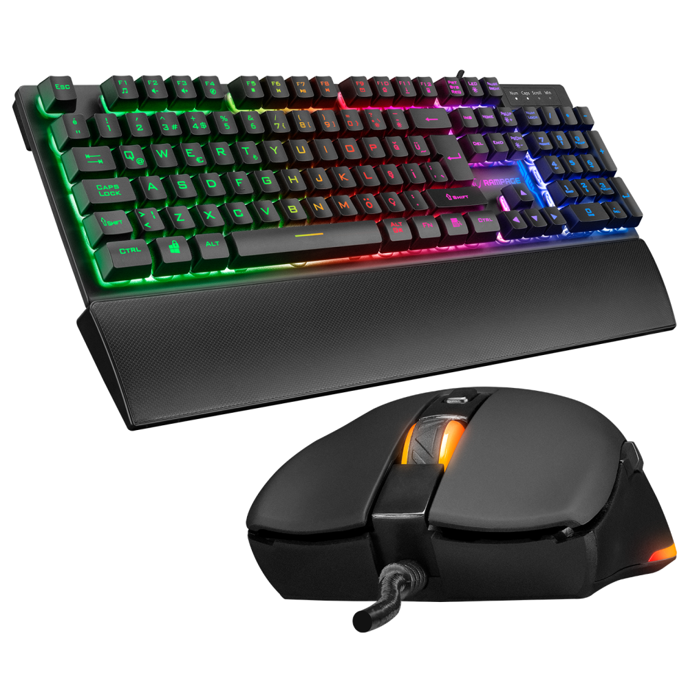 KM-RX7 FORTUNA Gökkuşağı Aydınlatmalı USB Siyah Gaming Combo Q Gaming ...