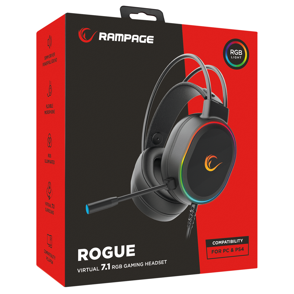 RGB 7.1 Oyuncu Kulaklığı-Siyah – Rampage
