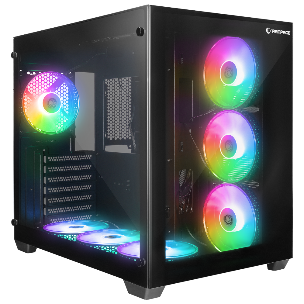 Iceblade Tempered Glass 7x12 cm ARGB Fan ATX Mid-T Gaming Case-Black ...
