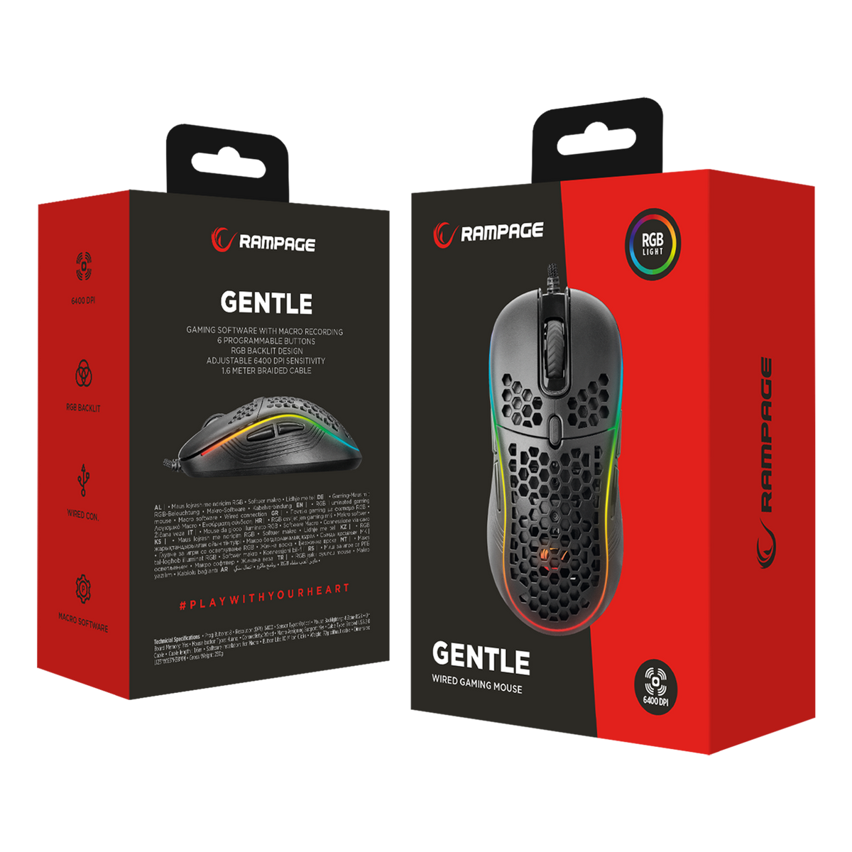 SMX-R85 GENTLE Siyah 12800dpi RGB Ledli Süper Hafif Makrolu Gaming Oyu ...